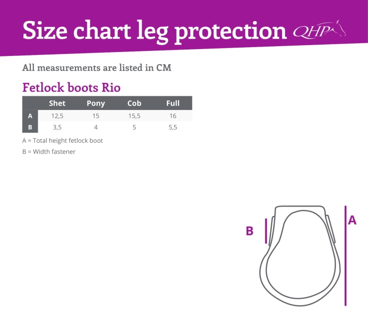 Ochraniacze na tylne nogi QHP Rio - tabela rozmiarów