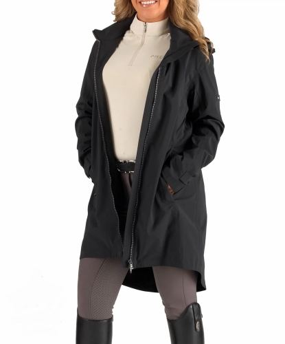 Płaszcz jeździecki przeciwdeszczowy Pikeur Xila antracyt  widok z przodu na modelce