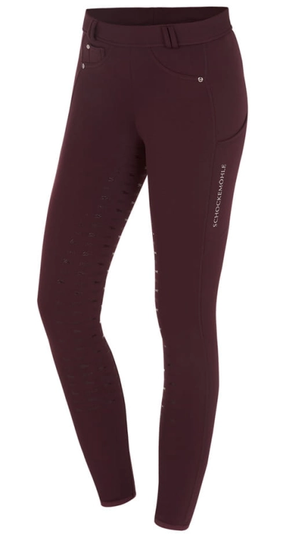 Breginsy zimowe Schockemohle Termo Tights w kolorze wine widoczne z przodu