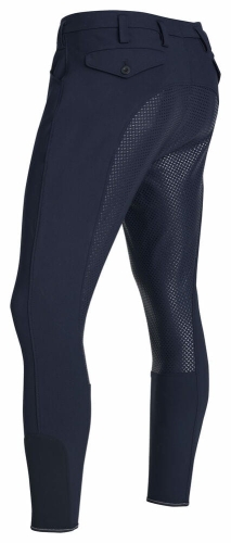 Bryczesy męskie softshell Pikeur Rossini w kolorze night blue widoczne z tyłu