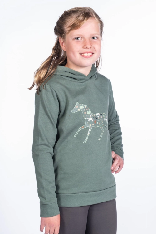Bluza dla dziecka z koniem HKM Junior Judy zaprezentowana przez modelkę