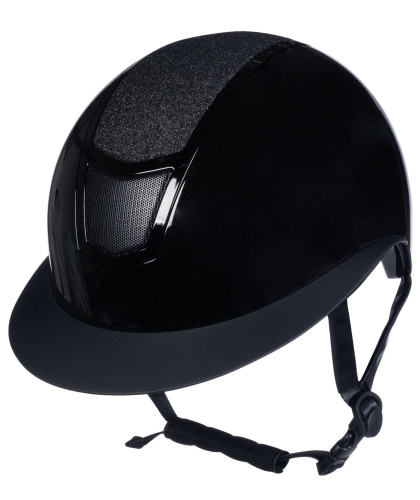 Kask jeździecki z szerokim daszkiem HKM Diamond Shiny w kolorze czarnym