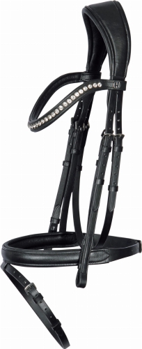 Ogłowie skórzane Harry's Horse Nero Soft w kolorze czarnym z srebrnymi kryształkami