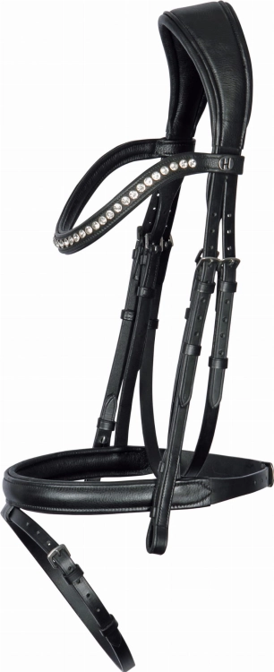 Ogłowie skórzane Harry's Horse Nero Soft w kolorze czarnym z srebrnymi kryształkami