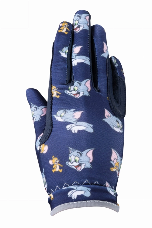 Rękawiczki jeździeckie dziecięce HKM Tom and Jerry w kolorze granatowym