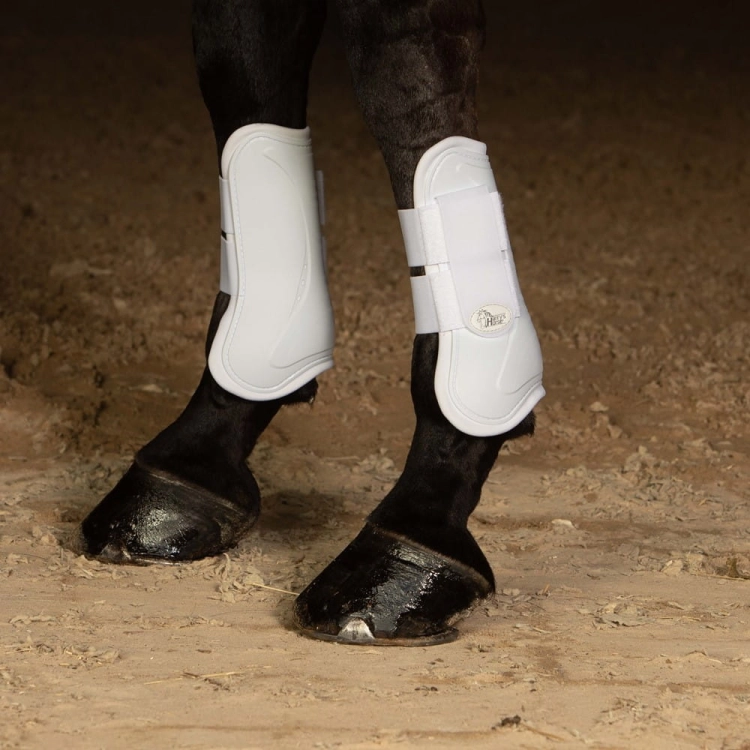 Ochraniacze dla konia na przednie nogi Harry's Horse Next w kolorze białym na koniu