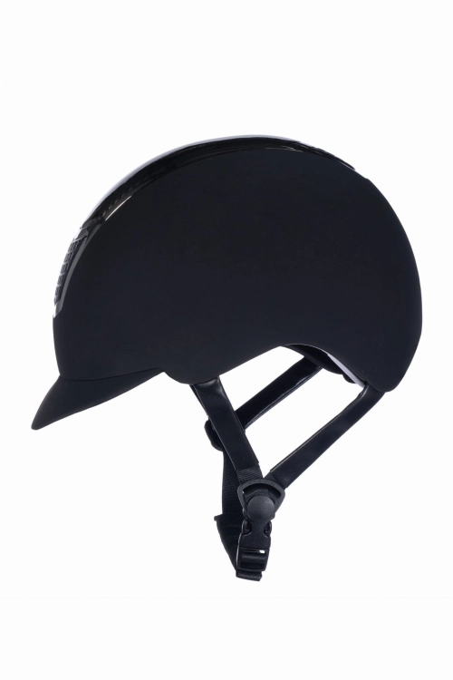 Kask jeździecki z wąskim daszkiem HKM Carbon Professional w kolorze granatowym