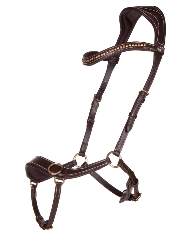 Brązowe ogłowie bezwędzdłowe QHP Anatomic