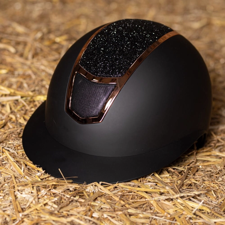 Kask jeździecki z szerokim daszkiem Harry's Horse Mont Sparkle w kolorze czarnym/rosegold