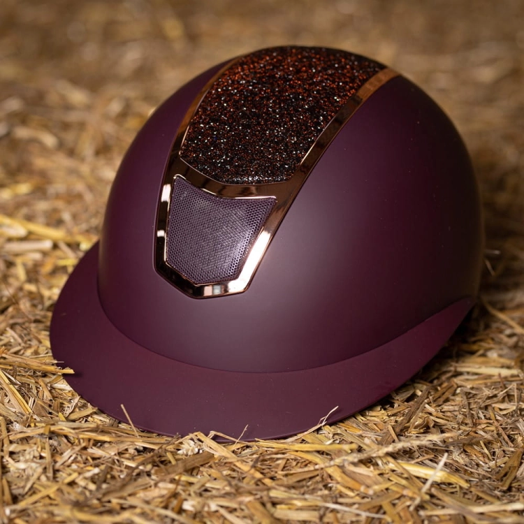 Kask jeździecki z szerokim daszkiem Harry's Horse Mont Sparkle w kolorze bordowym/rosegold