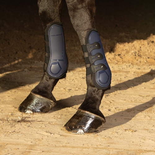 Ochraniacze dla konia na przednie nogi Harry's Horse Persy Air w kolorze granatowym na koniu