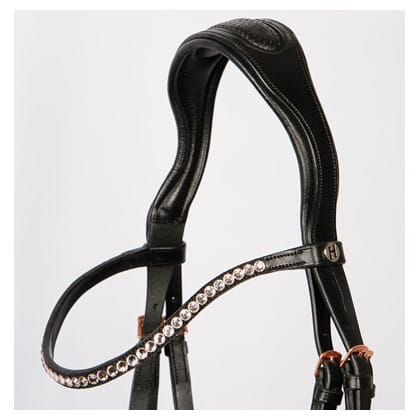 Ogłowie dla konia z naczółkiem z kryształkami Harry's Horse Lacque II Rosegold