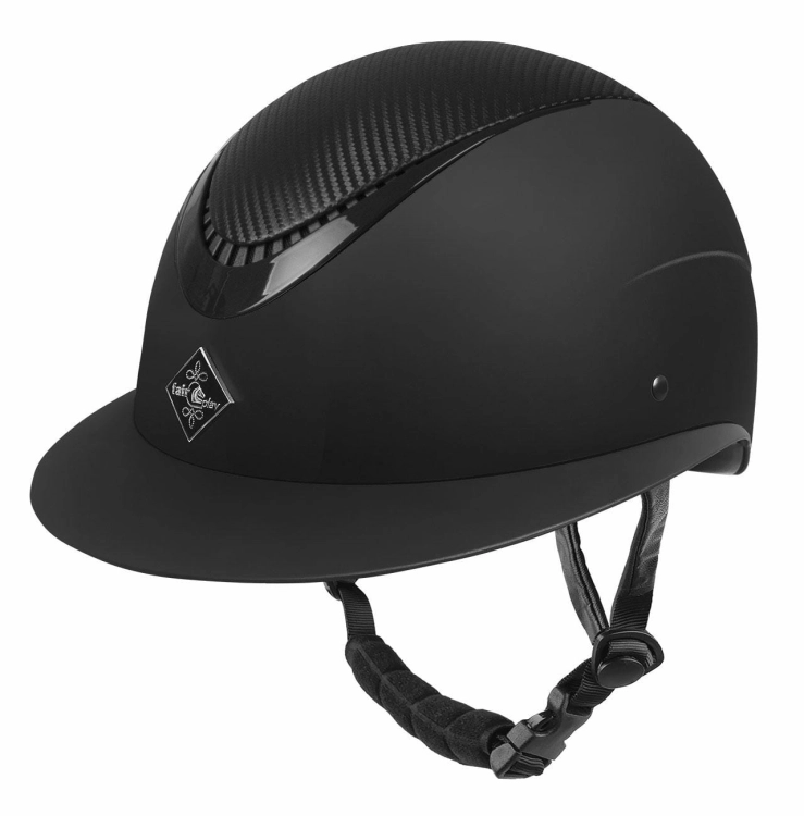 Kask jeździecki z szerokim daszkiem Fair Play Apoleus W-V Carbon w kolorze czarnym