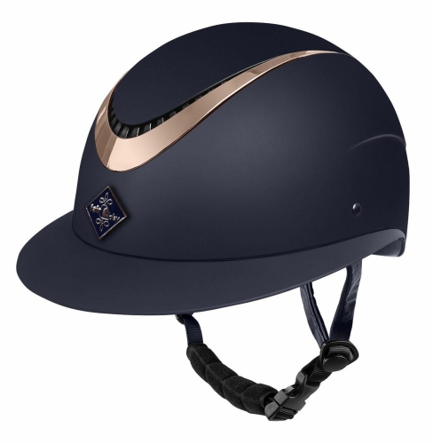 Kask jeździecki z szerokim daszkiem Fair Play Apoleus Rosegold W-V Carbon w kolorze granatowym