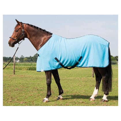 Derka polarowa Harry's Horse w kolorze turkusowym na koniu
