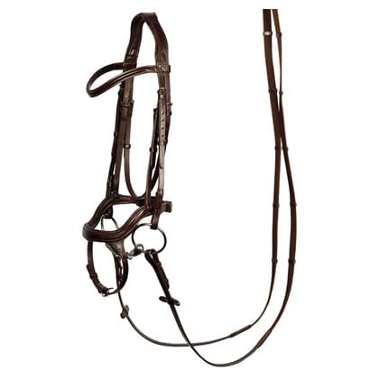 Brązowe ogłowie anatomiczne w komplecie z wodzami Harry's Horse Anatomic