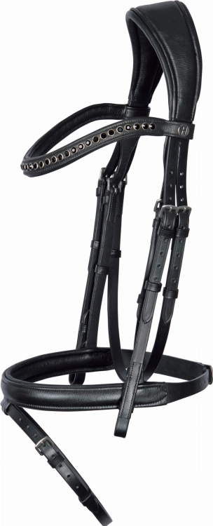 Ogłowie Harry's Horse Nero Soft w kolorze czarnym z czarnymi kryształkami