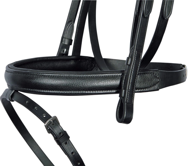 Ogłowie z klasycznym nachrapnikiem Harry's Horse Nero Soft w kolorze czarnym z czarnymi kryształkami