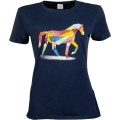 T-shirt jeździecki damska HKM Colorful Horse w kolorze granatowym
