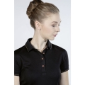 Polo jeździeckie HKM Glamour Rosegold w kolorze czarnym zaprezentowane przez modelkę