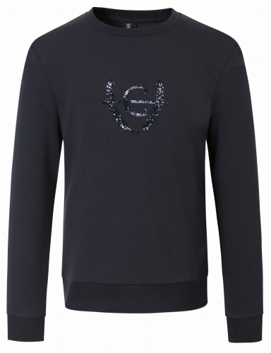 Bluza do jazdy konnej dziecięca Covalliero Junior Aplikacja w kolorze granatowym widoczna z przodu