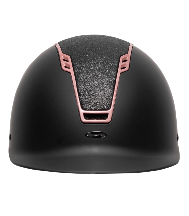Kask jeździecki Swing Shine w kolorze czarnym/rosegold widoczny z przodu