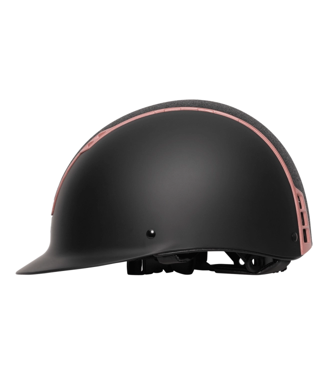 Kask jeździecki Swing Shine w kolorze czarnym/rosegold widoczny z boku