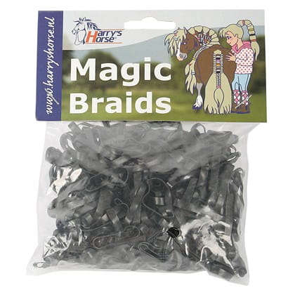 Czarne gumki do zaplatania grzywy Harry's Horse Magic