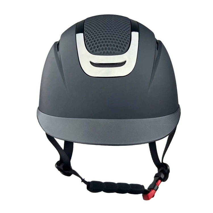 Kask jeździecki York Saphire Shiny Gun w kolorze czarnym, widoczny z przodu