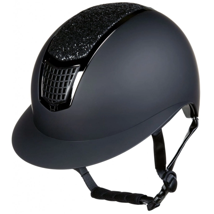 Kask jeździecki z szerokim daszkiem HKM Glamour w kolorze czarnym