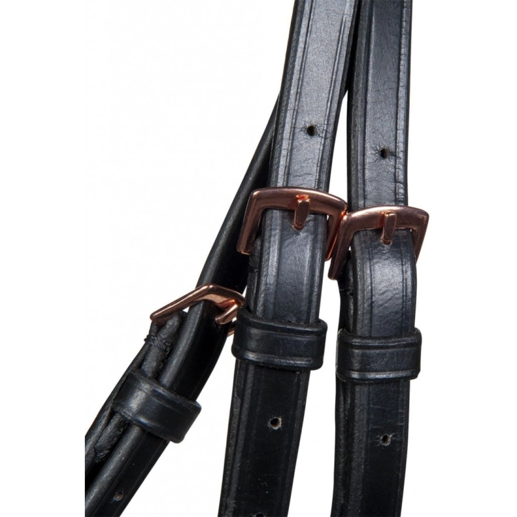 Ogłowie dla konia z okuciami rosegold HKM Glamour w kolorze czarnym
