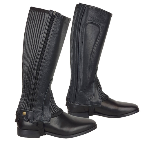 Czapsy skórzane jeździeckie York Emin w kolorze czarnym