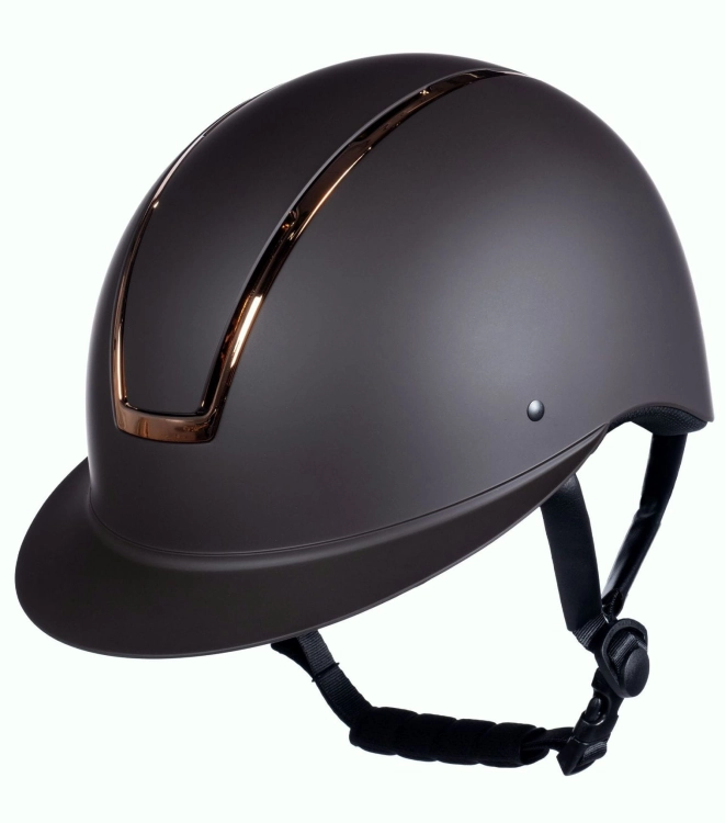 Kask jeździecki w kolorze brązowym z elementami rosegold HKM Lady Shield