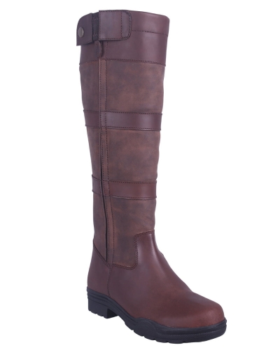 Buty stajenne skórzane QHP Daan w kolorze brązowym
