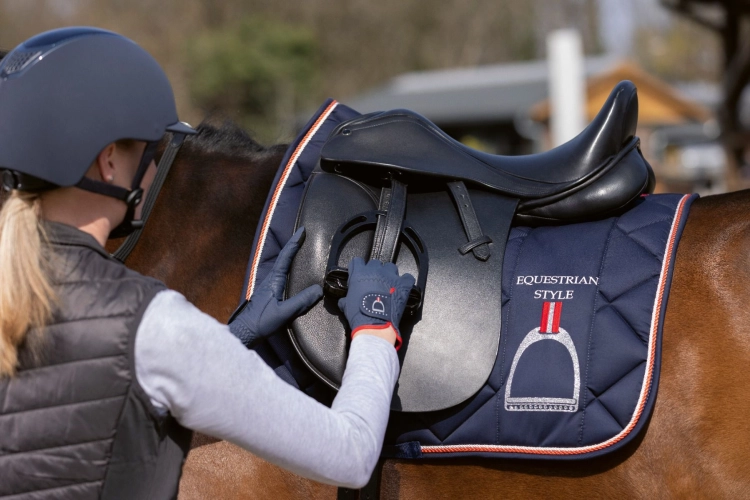 Rękawiczki do jazdy konnej HKM Equine Sports w kolorze granatowym