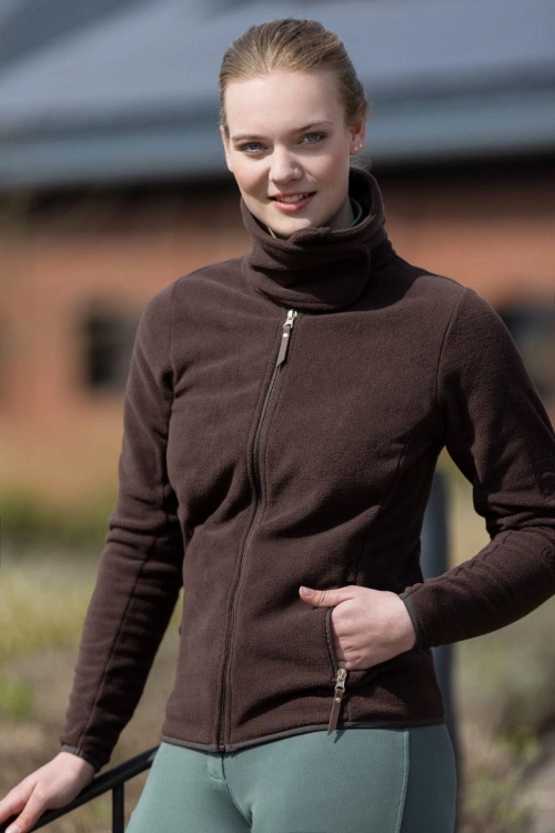 Bluza polarowa jeździecka HKM Basil w kolorze brązowym