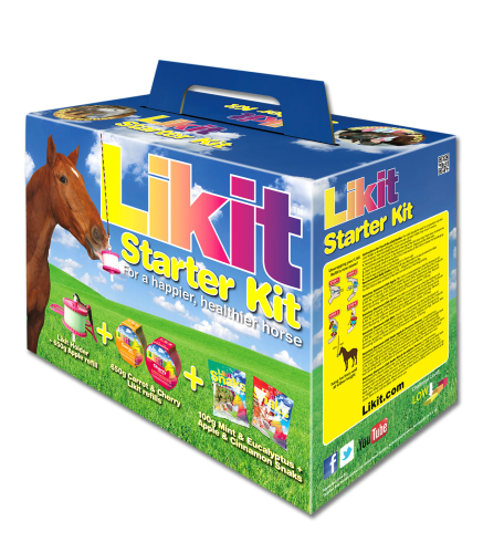 Lizawki i smakołyki dla konia Likit Starter Set w zestawie z uchwytem w pudełku