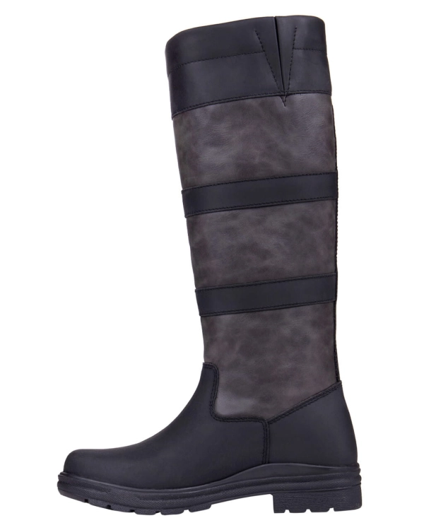 Buty stajenne skórzane QHP Daan w kolorze czarnym