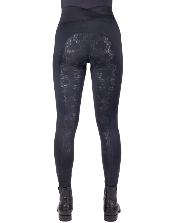 Legginsy jeździeckie ocieplane QHP Raquel w kolorze black widoczne z ztyłu
