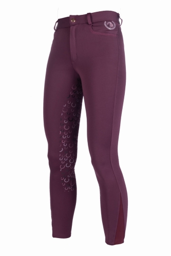 Bryczesy dziewczęce HKM Junior Alva w kolorze dark lilac widoczne z przodu