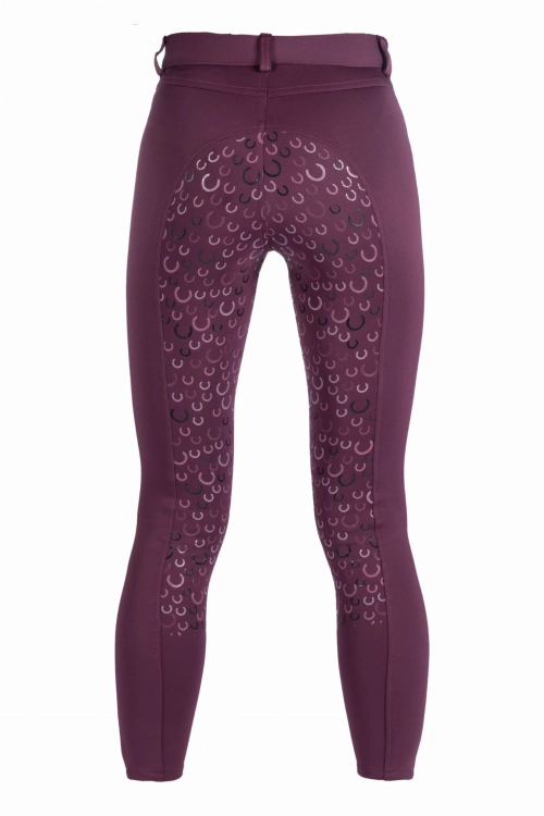 Bryczesy dziewczęce HKM Junior Alva w kolorze dark lilac widoczne z tyłu