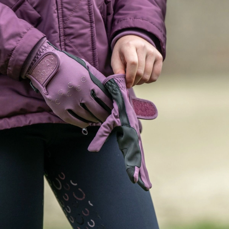 Rękawice jeździeckie dziecięce HKM Junior Alva w kolorze różowym