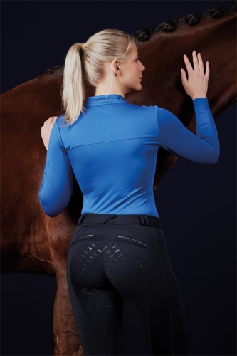 Breginsy zimowe Schockemohle Termo Tights w kolorze deep night zaprezentowane przez modelkę, widoczne z tyłu