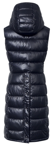 Długa kamizelka jeździecka Covalliero w kolorze navy widoczna z tyłu