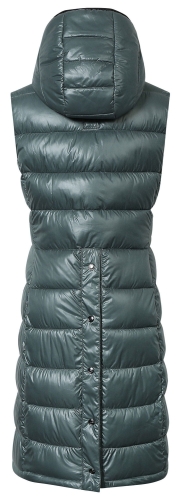 Długa kamizelka jeździecka Covalliero w kolorze jade green widoczna z tyłu