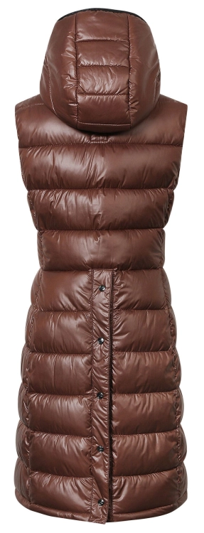 Długa kamizelka jeździecka Covalliero w kolorze oak brown widoczna z tyłu