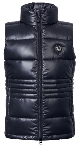 Kamizelka jeździecka pikowana dla dziecka Covalliero Junior w kolorze granatowym widoczna z przodu