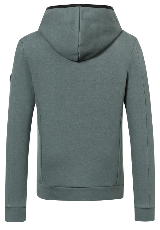 Bluza jeździecka z kapturem dla dziecka Covalliero Junior w kolorze jade green widoczna z tyłu