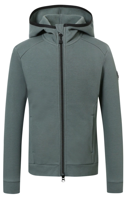 Bluza jeździecka z kapturem dla dziecka Covalliero Junior w kolorze jade green widoczna z przodu