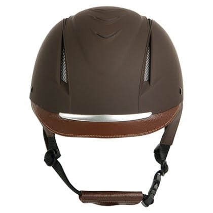 Kask jeździecki Harry's Horze Challenge w kolorze brązowym widoczny z przodu